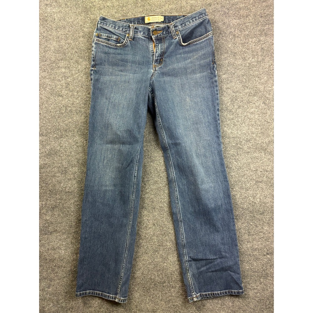 Carhartt Straight Leg Jeans Womens 8 Blue Original Fit Stretch Denim Workwear